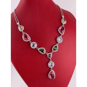 New Sterling silver 925 Multicolor Gemstone Necklace